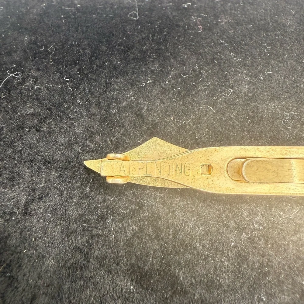 Vintage Sword Dagger Tie Clip Gold Tone Novelty Pat. Pending